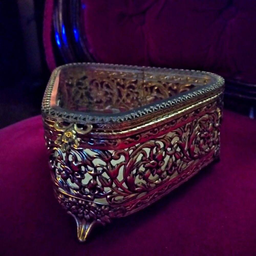 Vintage Hollywood Regency Ormolu Jewelry Box